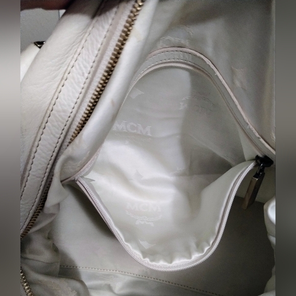 MCM White Hobo Bag with Red and Blue Scarf - Picture 13 of 15